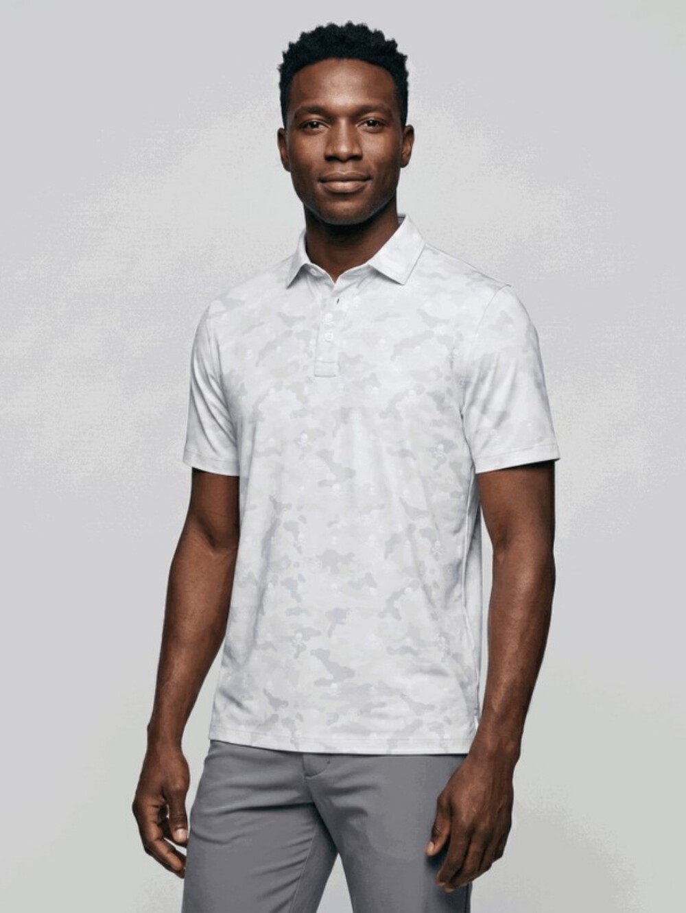 G/FORE ICON CAMO TECH JERSEY POLO WHITE GREY SIZE LARGE